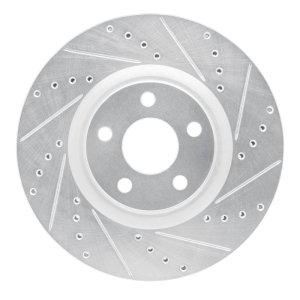 Ford Edge Brake Rotor (1) - Front Right - R1 Concepts - Drilled & Slotted - Silver - `15-`20 Ford Edge Brake Rotor (1) - Front Right - R1 Concepts - Drilled & Slotted - Silver - `15-`20